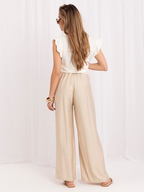 Spodnie damskie wide leg z kieszeniami