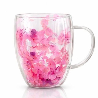 Szklanka termiczna z różowymi hortensjami i gipsówką 300 ml SZK165