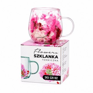 Szklanka Termiczna z Suszonymi Kwiatami 300 ml Szkło Borokrzemowe SZK182