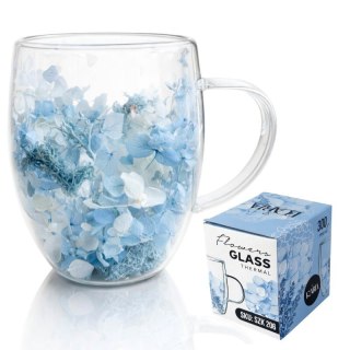 Szklanka termiczna z niebieskimi hortensjami 300 ml SZK206