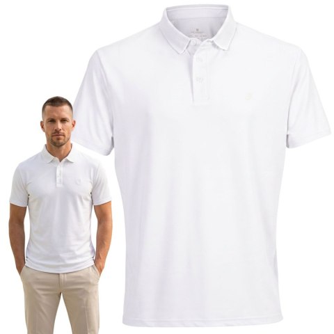 Biała, męska koszulka polo regular fit w rozmiarach od M do XL - Peterson