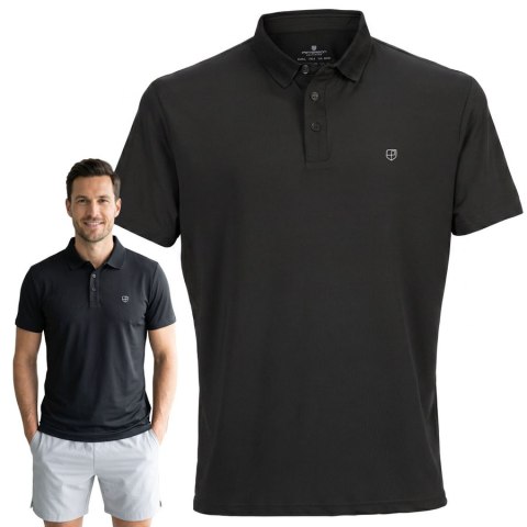 Czarna, męska koszulka polo regular fit w rozmiarach od M do XL - Peterson