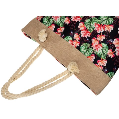 Elegancka torba shopper w kwiaty z dużą komorą główną