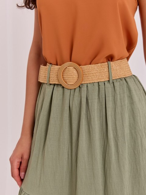 Zwiewna spódnica maxi khaki z wysoką zawartością wiskozy