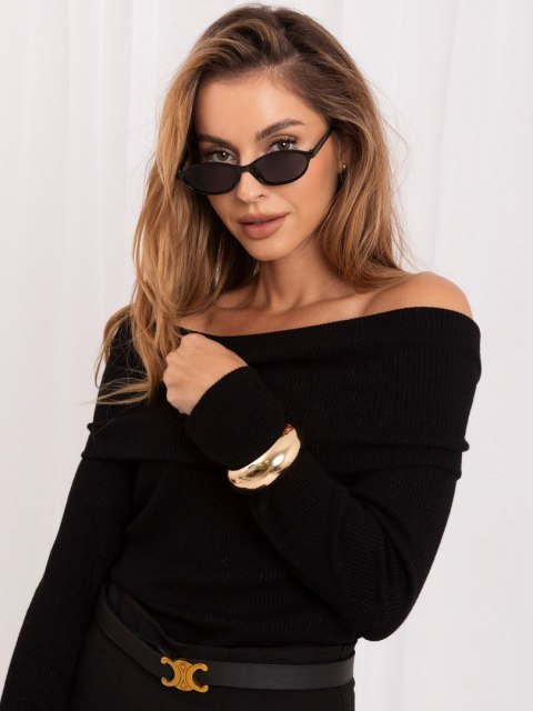 Czarny sweter damski hiszpanka z odkrytymi ramionami – Italy Moda