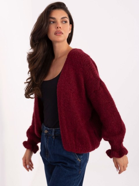 Bordowy sweter damski oversize z miękkiej dzianiny RUE PARIS