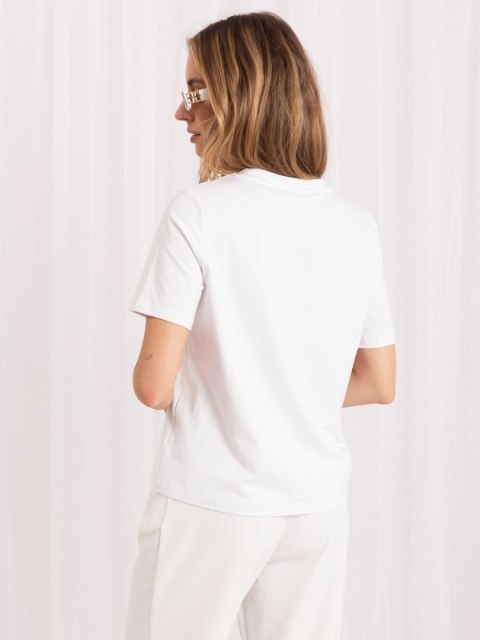 T-shirt damski RUE PARIS z kwiatowym motywem i napisem