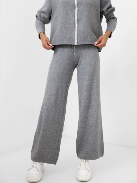 Komplet damski ITALY MODA sweter i szerokie spodnie ciemnoszary