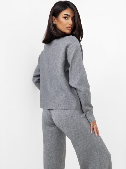 Elegancki komplet damski sweter i spodnie w kolorze ciemnoszarym