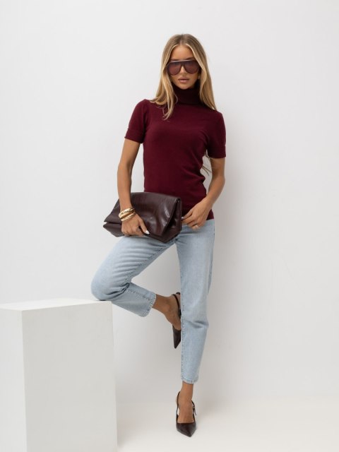 Sweter damski golf w kolorze bordo