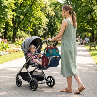 Granatowo-turkusowy plecak dla mamy wykonany z poliestru zamykany suwakiem - Peterson