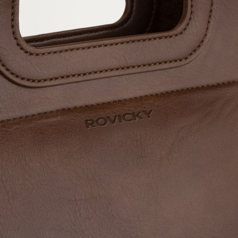 Brązowa shopperka damska ze skóry ekologicznej zawieszona na wygodnych uchwytach z odpinanym etui w zestawie - Rovicky