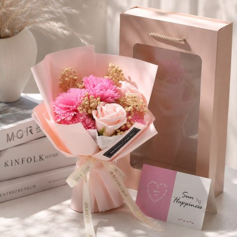 Bukiet zapachowych kwiatów mydlanych w pudełku 6 szt. flower box BUK09R
