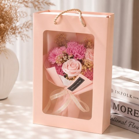 Bukiet zapachowych kwiatów mydlanych w pudełku 6 szt. flower box BUK09R