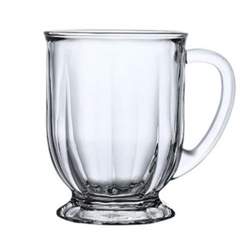 Duża filiżanka szklana ryflowana 500 ml z uchem SZK159