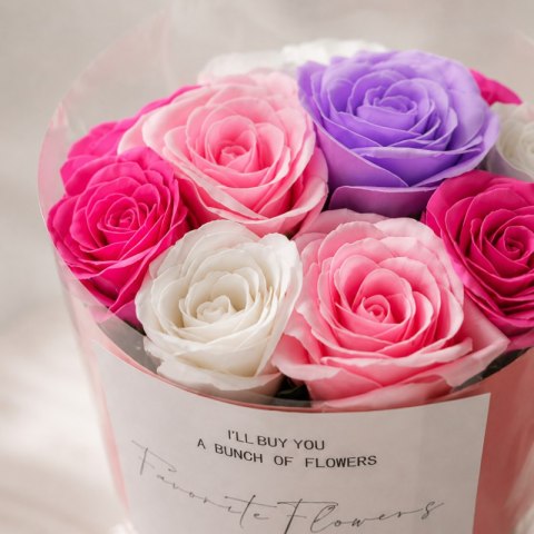 Flower box, bukiet zapachowych kwiatów mydlanych w pudełku 7szt. BUK27F