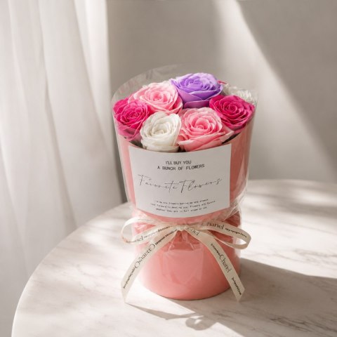 Flower box, bukiet zapachowych kwiatów mydlanych w pudełku 7szt. BUK27F