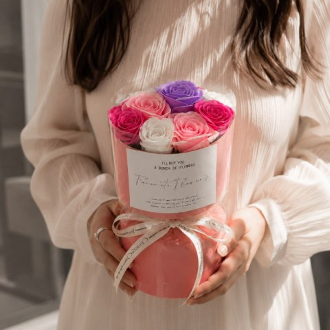 Flower box, bukiet zapachowych kwiatów mydlanych w pudełku 7szt. BUK27F