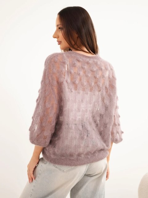 Fioletowy sweter damski z 70% kid moheru