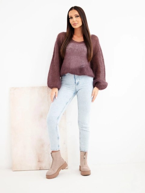Brązowy sweter damski 70% kid moher