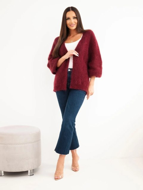 Bordowy sweter damski 80% kid moher