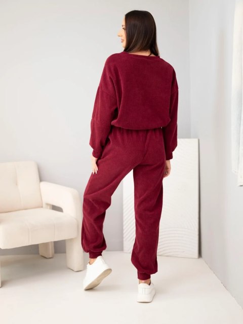 Bordowy komplet damski bluza i spodnie One Size