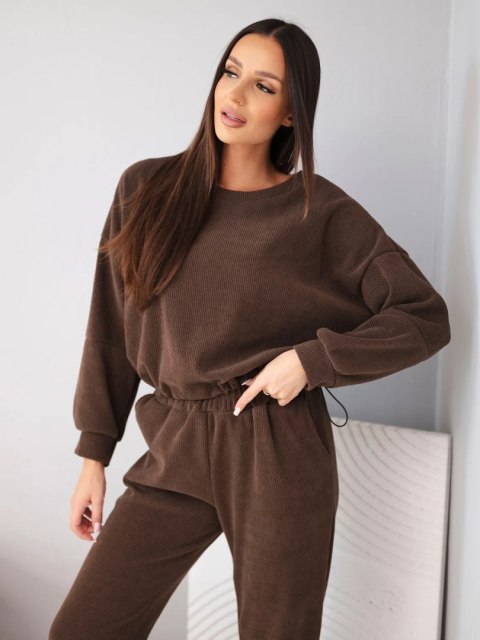 Brązowy komplet damski bluza i spodnie One Size