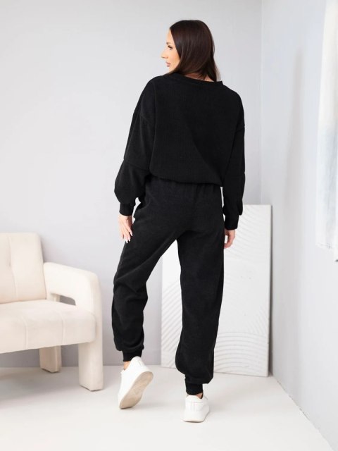Czarny komplet damski bluza i spodnie One Size
