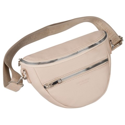 Listonoszka damska wykonana ze skóry ekologicznej w beżowym kolorze, zamykana suwakiem - Peterson