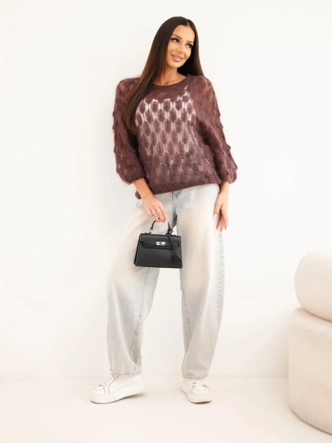 Brązowy sweter damski 70% kid moher