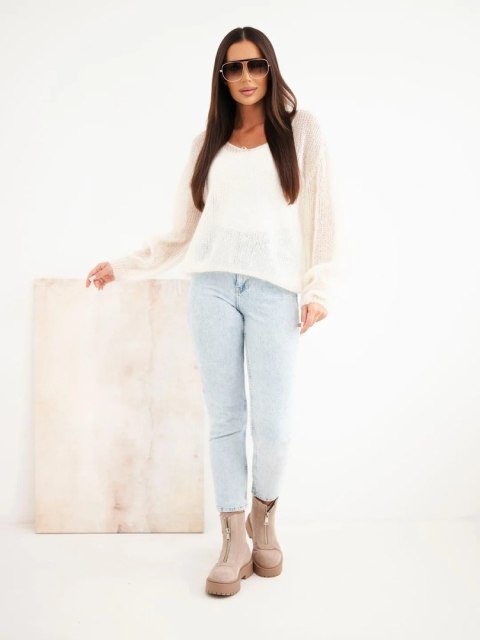 Ecru sweter damski 70% kid moher