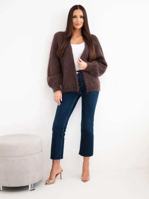 Brązowy sweter damski 80% kid moher