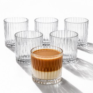 Zestaw 6 szt szklanek ryflowanych do kawy, whisky, grube szkło 300ml SZK225ZESTAW6