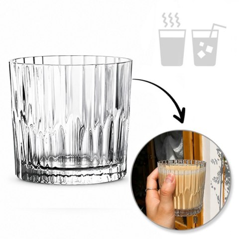 Zestaw 6 szt szklanek ryflowanych do kawy, whisky, grube szkło 300ml SZK225ZESTAW6