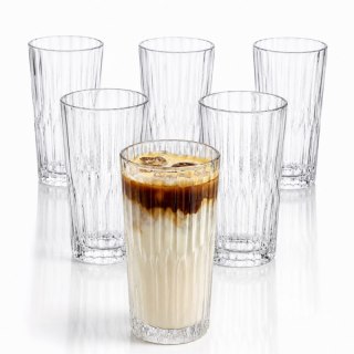 Zestaw 6 szt szklanek ryflowanych do latte, drinków, wysoka, 320ml SZK223ZESTAW6