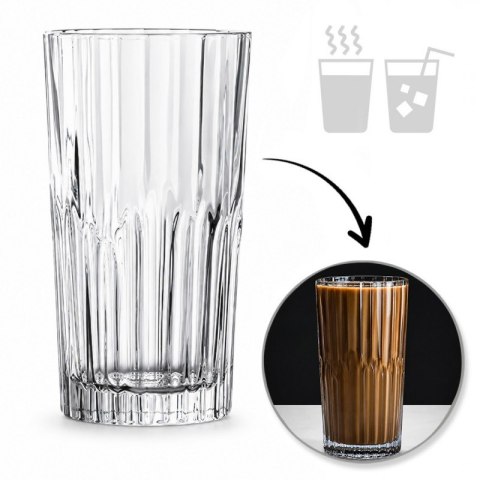 Zestaw 6 szt szklanek ryflowanych do latte, drinków, wysoka, 320ml SZK223ZESTAW6