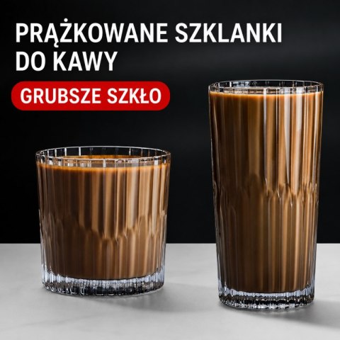 Zestaw 6 szt szklanek ryflowanych do latte, drinków, wysoka, 320ml SZK223ZESTAW6