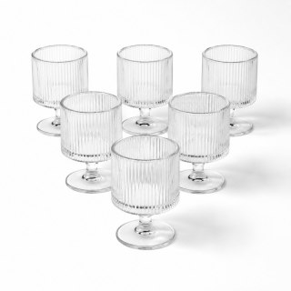 Zestaw 6 szklanek ryflowanych na nóżce 250 ml do deserów i drinków