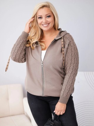 Bluza damska bawełniana Plus Size z dzianinowymi rękawami i kapturem fango