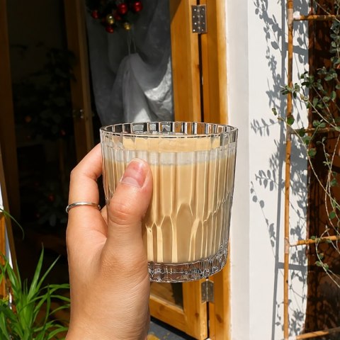Zestaw 6 szt szklanek ryflowanych do kawy, whisky, grube szkło 300ml SZK225ZESTAW6