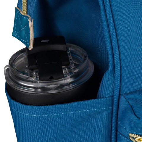 Jednokomorowy, niebieski plecak damski z poliestru wyposażony w port USB - Peterson