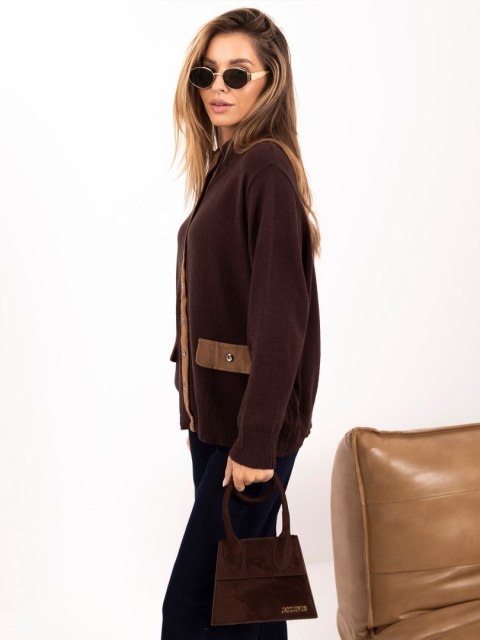 Brązowy kardigan ITALY MODA – casualowy fason z guzikami