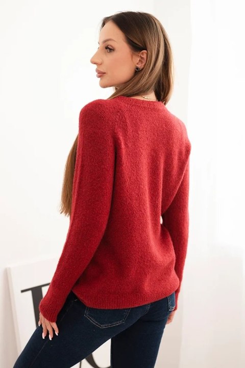 Sweter damski z 30% baby alpaki w kolorze bordowym