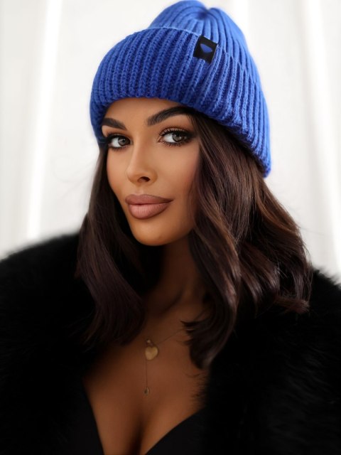 Niebieska czapka damska beanie 100% akryl