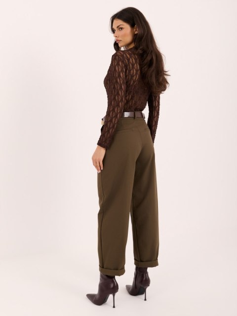 Khaki spodnie damskie typu carrot ITALY MODA