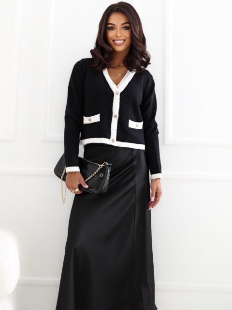 Czarny elegancki sweter damski 2w1 z kamizelką