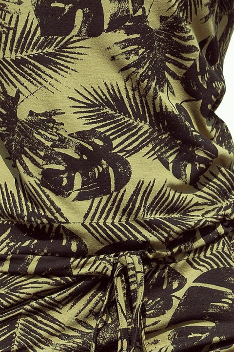 13-85 Sukienka sportowa - okrągłe LIŚCIE + KHAKI - XXL 13-85 Sukienka sportowa - okrągłe LIŚCIE + KHAKI - XXL