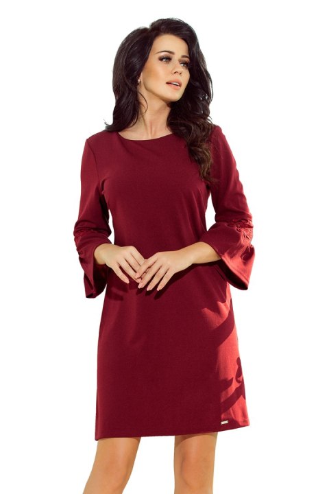 190-8 MARGARET sukienka z koronką na rękawkach - BORDOWA - XXL 190-8 MARGARET sukienka z koronką na rękawkach - BORDOWA - XXL