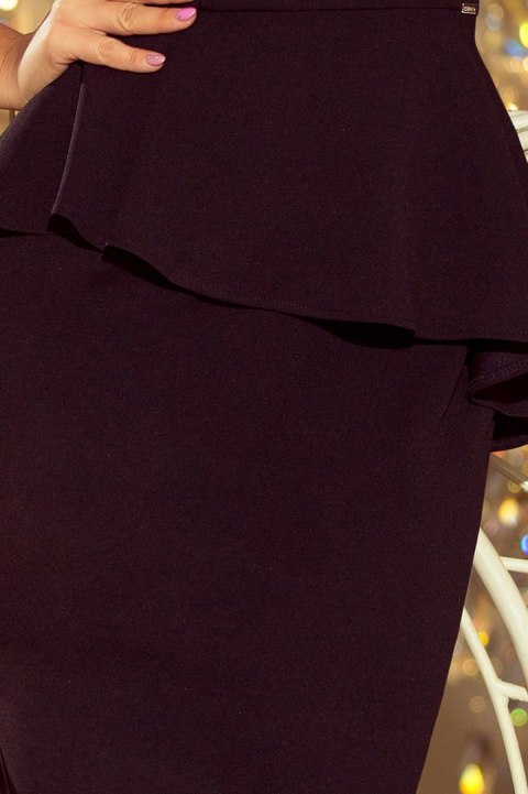 192-3 Elegancka sukienka MIDI z baskinką - CZARNA - XXL