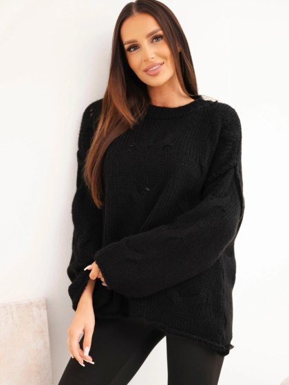 Sweter damski o luźnym fasonie bez zapięcia czarny